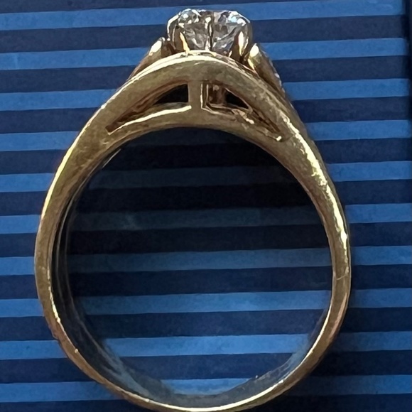 Vintage ladies wedding set, stamped 14k yellow gold, 1.20 carats. - Picture 5 of 9